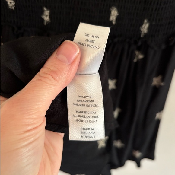 Rails Jasmine Black Mini Star Dress, Size M, flowy, long sleeve - Picture 7 of 7